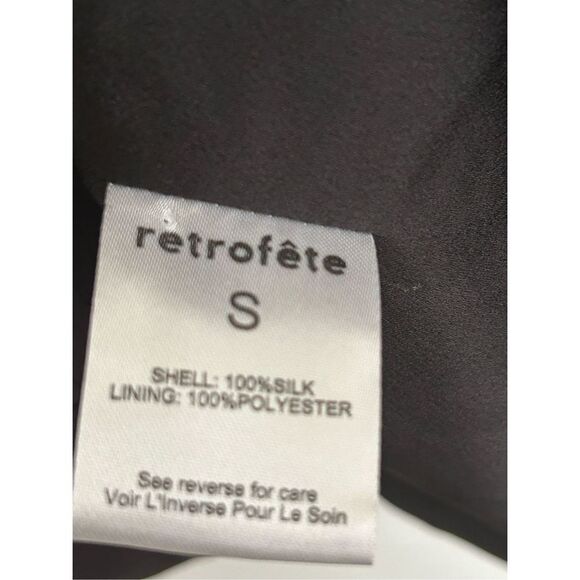 Retrofête Calla Ruched Silk-Chiffon Mini Dress Black Rose Women's Size Small - Picture 11 of 11